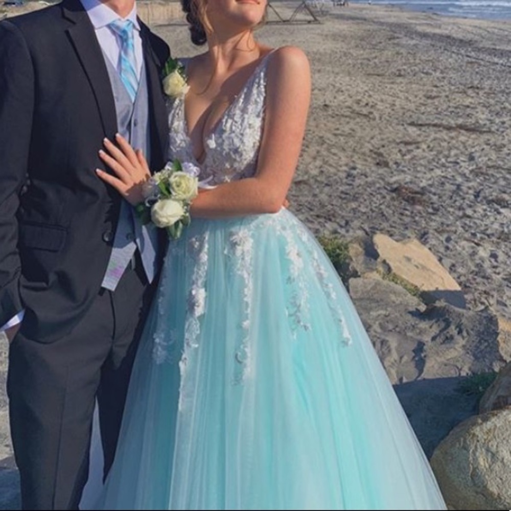 Jovani 55634 floral appliqué prom dress